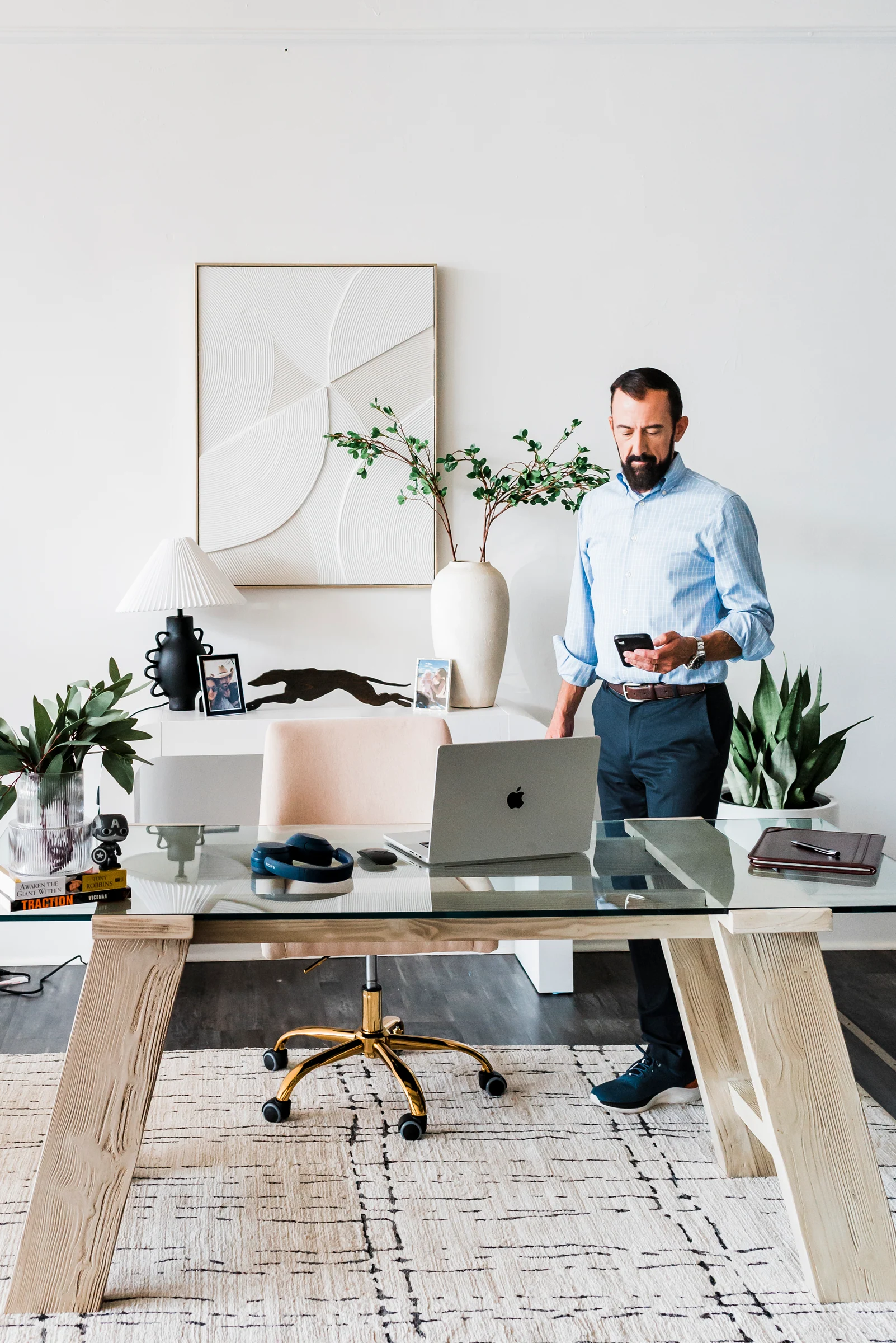 Raymond in his office